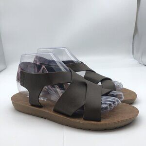 Muk Luks Vegan Sandals criss cross strappy sz 7 brown